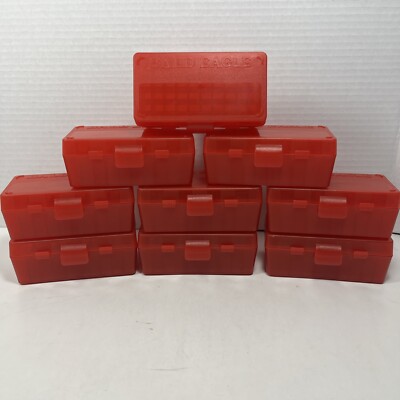 9 - Red 50 Round Bald Eagle Ammo Box Case Lot .357 Magnum .38 Super .38 Special