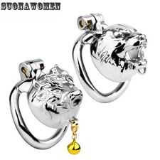 Stainless Steel Cub Male Chastity Cage with Detachable Rings Bell for Men Belt