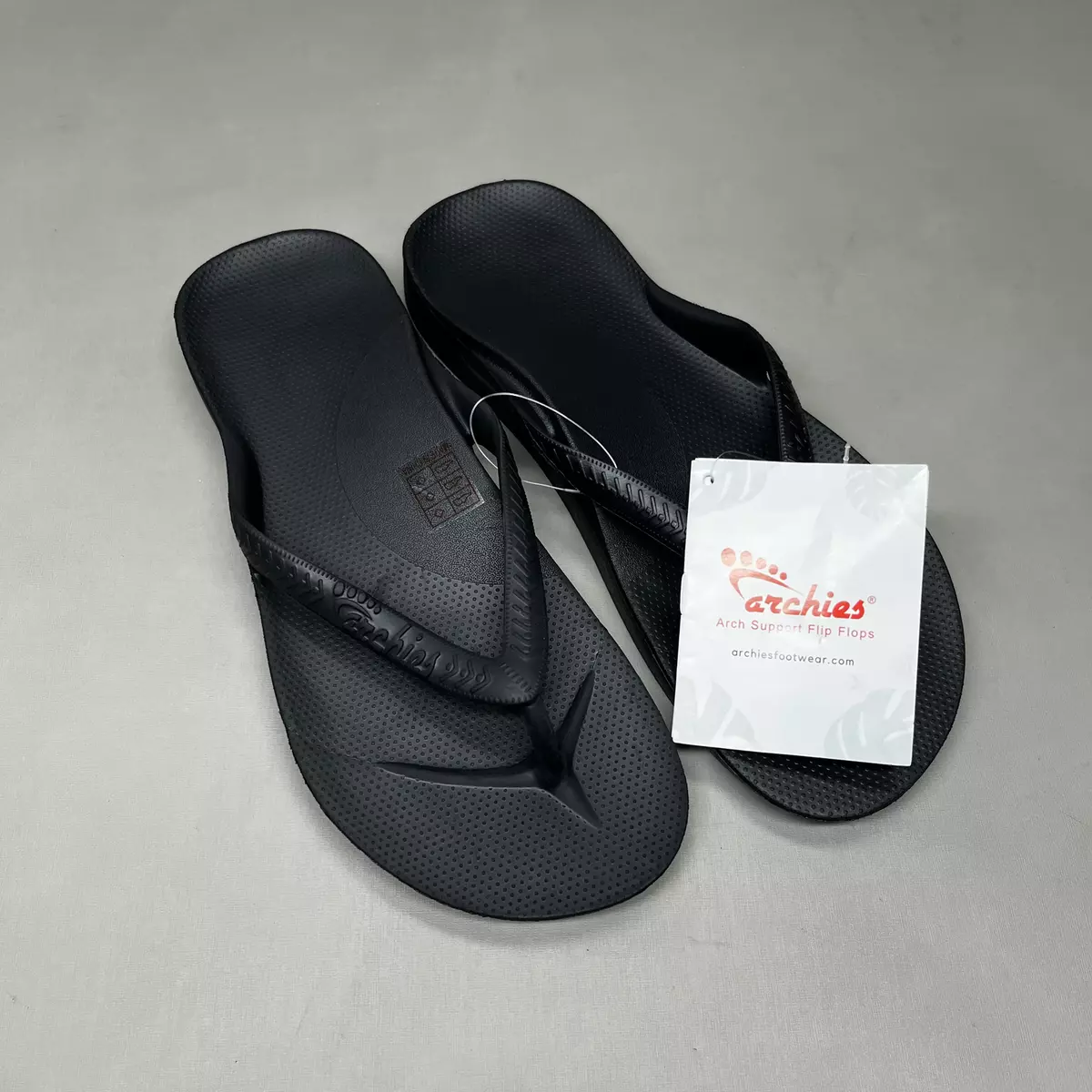 ARCHIES Arch Support Thongs HIGH SUPPORT Flip Flops Men's Sz 14 Women 15  Black (