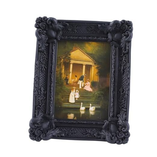 Vintage Picture Frames Wallet Size Picture Frames Ornate Picture 2.5x3.5 Black-image