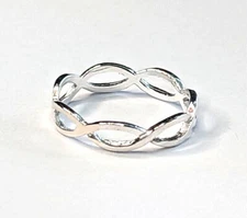 Infinity Weave Solid  Sterling Silver Band Ring Sizes 1 to 13 NEW