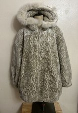 Jacobson's Womens Faux Fur Zip Front Coat Size Small - Big Cat Pattern - Usa