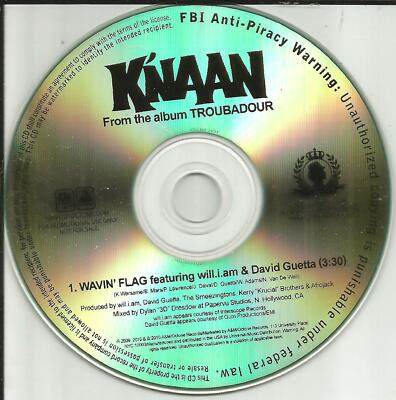 K NAAN w/ WILL.I.AM & DAVID GUETTA Wavin Flag RARE TST PRESS PROMO DJ CD single