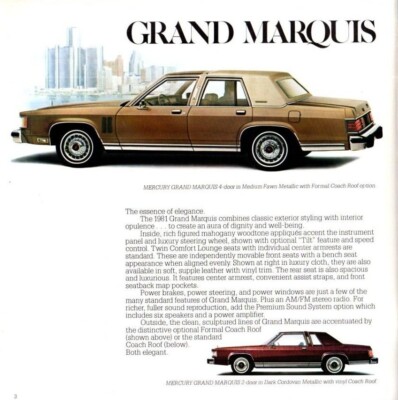 1981 Mercury MARQUIS Brochure / Pamphlet with Color Chart: GRAND