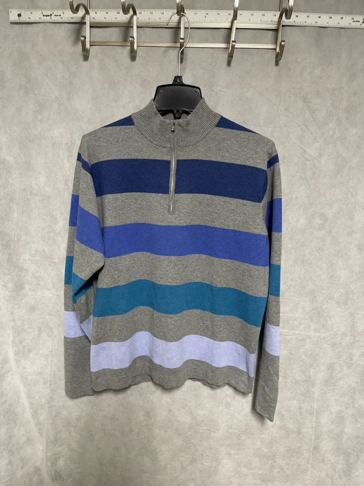 Peter Millar Sweater Men L Colorblock 1/4 Zip Pullover Crown Sport Golf Rainbow - Image 2 of 4