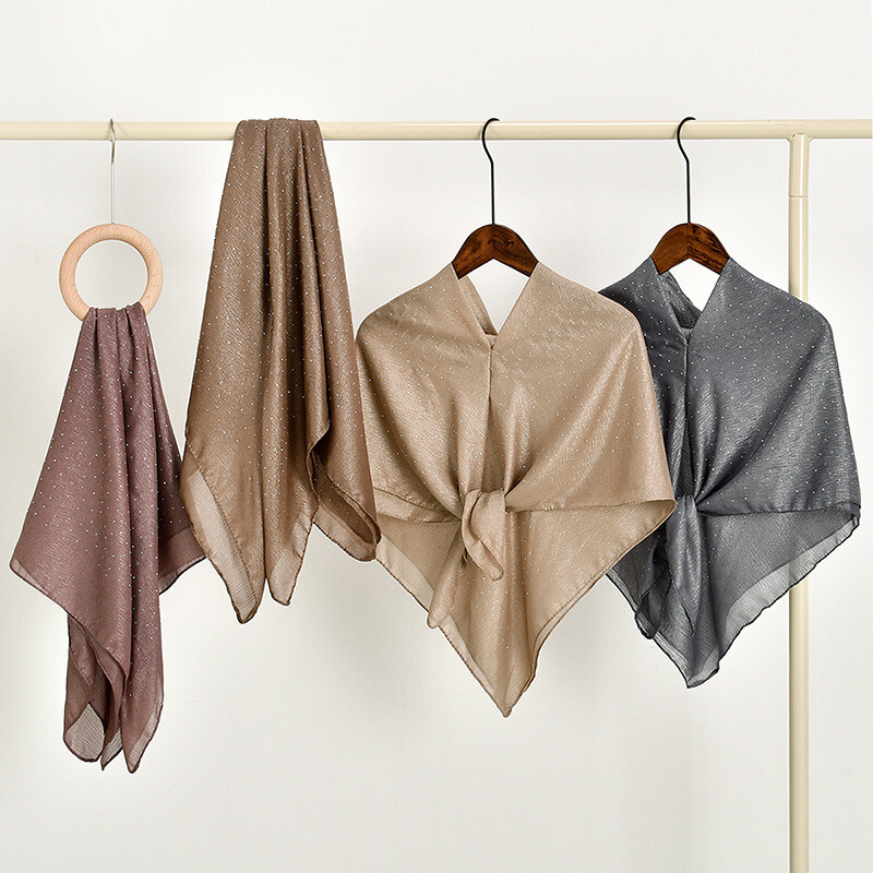 Muslim Hijab Shawl Head Wrap Women Turban Headscarf Islamic Scarf Soild Color