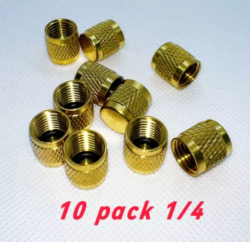1/4 flare cap, round brass w/o-ring seal for Refrigeration Access Ports Pack-10