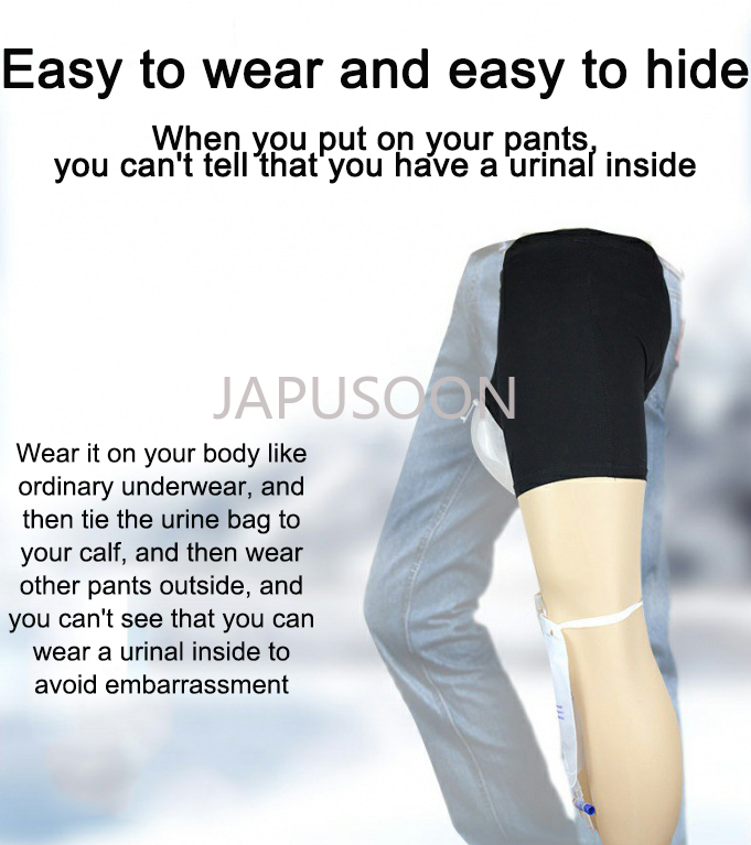 Male Wearable Incontinence Pants Urinal Leg Bag Silicone Urine Funnel