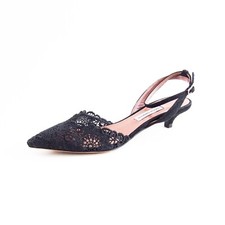 Sandalia Tabitha Simmons DOrsay Punta Negra Encaje Gamuza Mujeres Talla US 7 EU 37