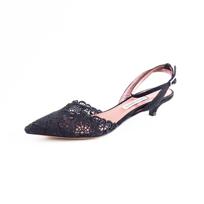 Tabitha Simmons Dorsay Sandalen Spitz Zulaufend Schwarz Wildleder Damen Eu US 7