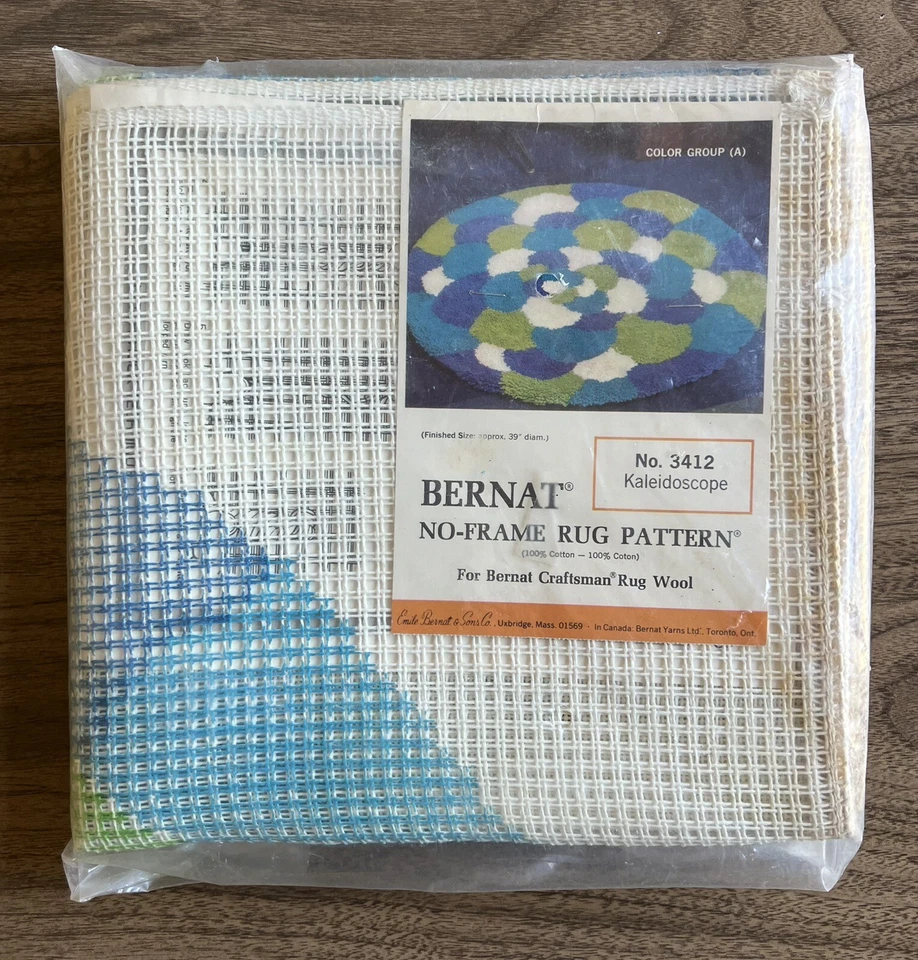 Vintage Bernat Latch Hook Round 39" Rug PATTERN ONLY "Kaleidoscope" No. 3412 - Image 2 of 3