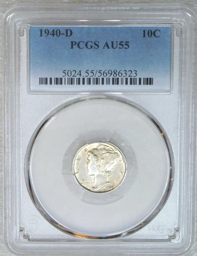 1940-D Mercury Dime PCGS AU55 looks FB Frosty Luster Just Graded New Holder A65A