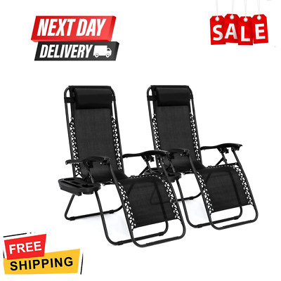 2x Schwerelosigkeit Liegestuhl Liege Outdoor Garten klappbar verstellbar