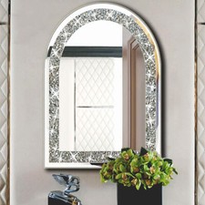 Arched Impressive Silver Crush Diamond Mirror Entryway Living Room Decorative