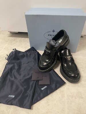 靴 PRADA Air Sole Black Leather Shoes 37 PRADA Authentic-Chocolate brushed leather loafers Black/37