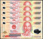 5 X 200K 1,000,000 Vietnamese Dong VND Polymer Notes + 1 Million Bolivar FREE !!