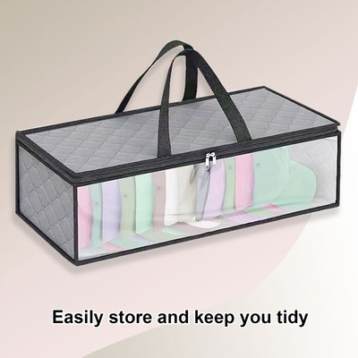 Foldable Hat Storage Box, Structured Hat Organizer For Baseball Caps, Wide Hat