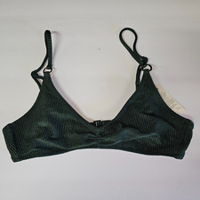 Aerie Swim Beach Babe Shine Rib Voop Bikini Top SMALL Sycamore Green