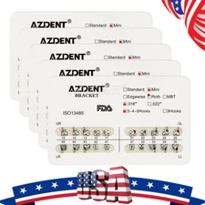 5Pack Dental Orthodontic Mini Roth 018 Metal Brackets Braces 3-4-5 Hooks