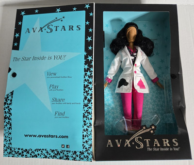 Ava Stars  12''  Faceless Doll, Veterinarian Black Hair, Doll ONLY, Original Box