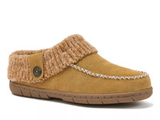 Women's Suede Fold Over Moccasins Slippers English Tan Size 7 Cozy Comfort