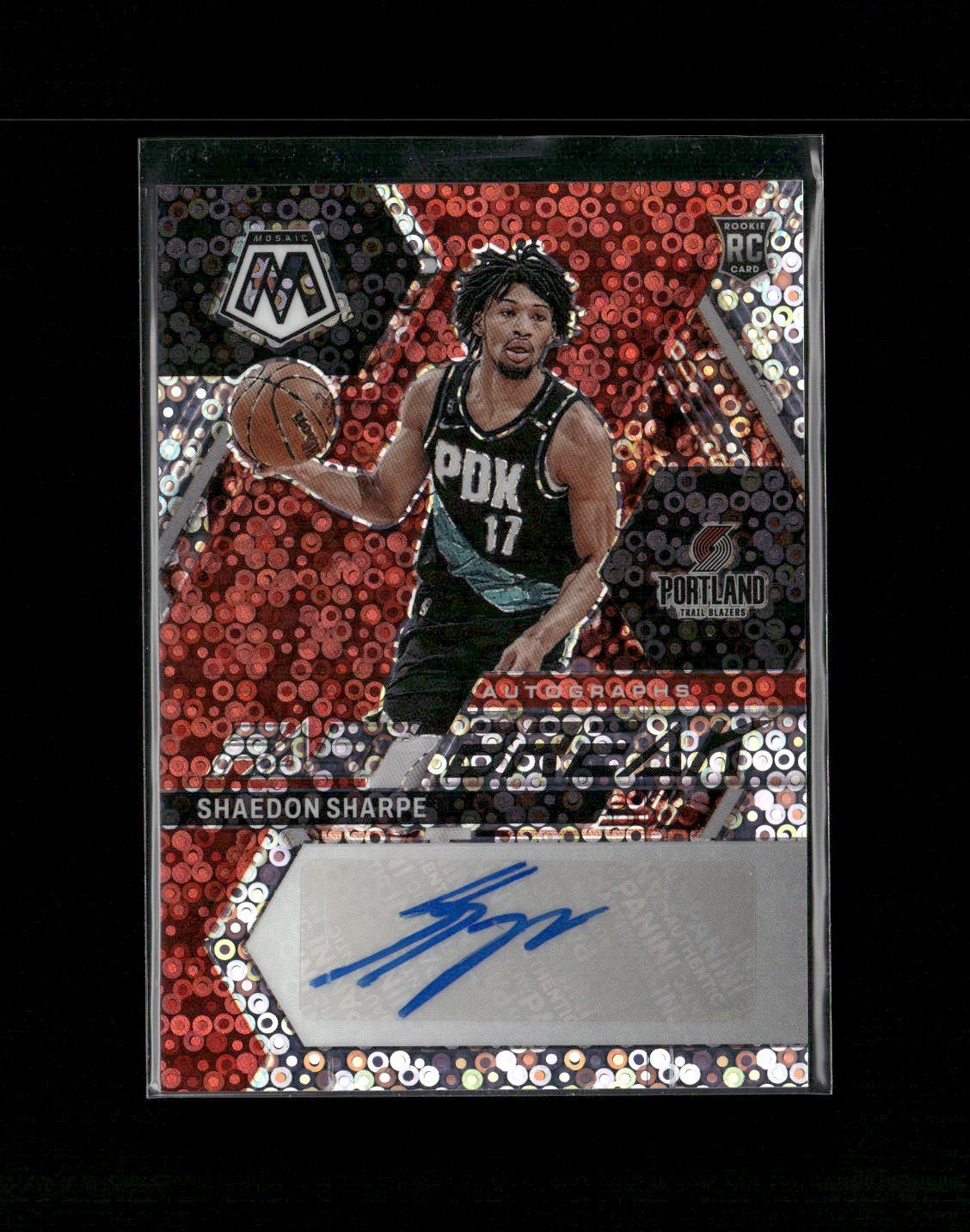 2022 Mosaic Shaedon Sharpe Fast Break Disco Prizm RC Auto #FB-SHA