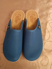 Fly Flot Shoes Blue Slip On Mules MeshComfort Wedge Anti-Shock Ladies UK 5 EU 38