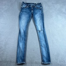 Miss Me Jeans Embellished Mid Rise Easy Skinny 29 Y2K Light Wash