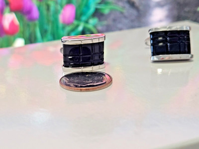 Vintage Dolan Bullock Sterling Silver 925 CARVED ONYX  Cufflinks