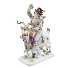 Vintage Meissen Figurine Tailor on a Goat Johann by Joachim Kändler Damag As Is