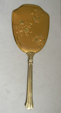 VTG Gold with Pink Blue Handheld Mirror Brush Set