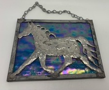 Unique Glass Metal Horse Suncatcher Window Wall Art Piece Signed 6  X 4.5  