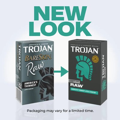 Trojan Bareskin RAW Thinnest Sensitive Lubricated Latex Condoms