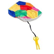 Vintage Style Rainbow Tangle Free Parachute Toy with Yellow Paratrooper Figure