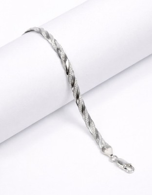 925 Sterlingsilber Twist Diamantschliff flache Kette Armband 7 Zoll Karabinerverschluss 