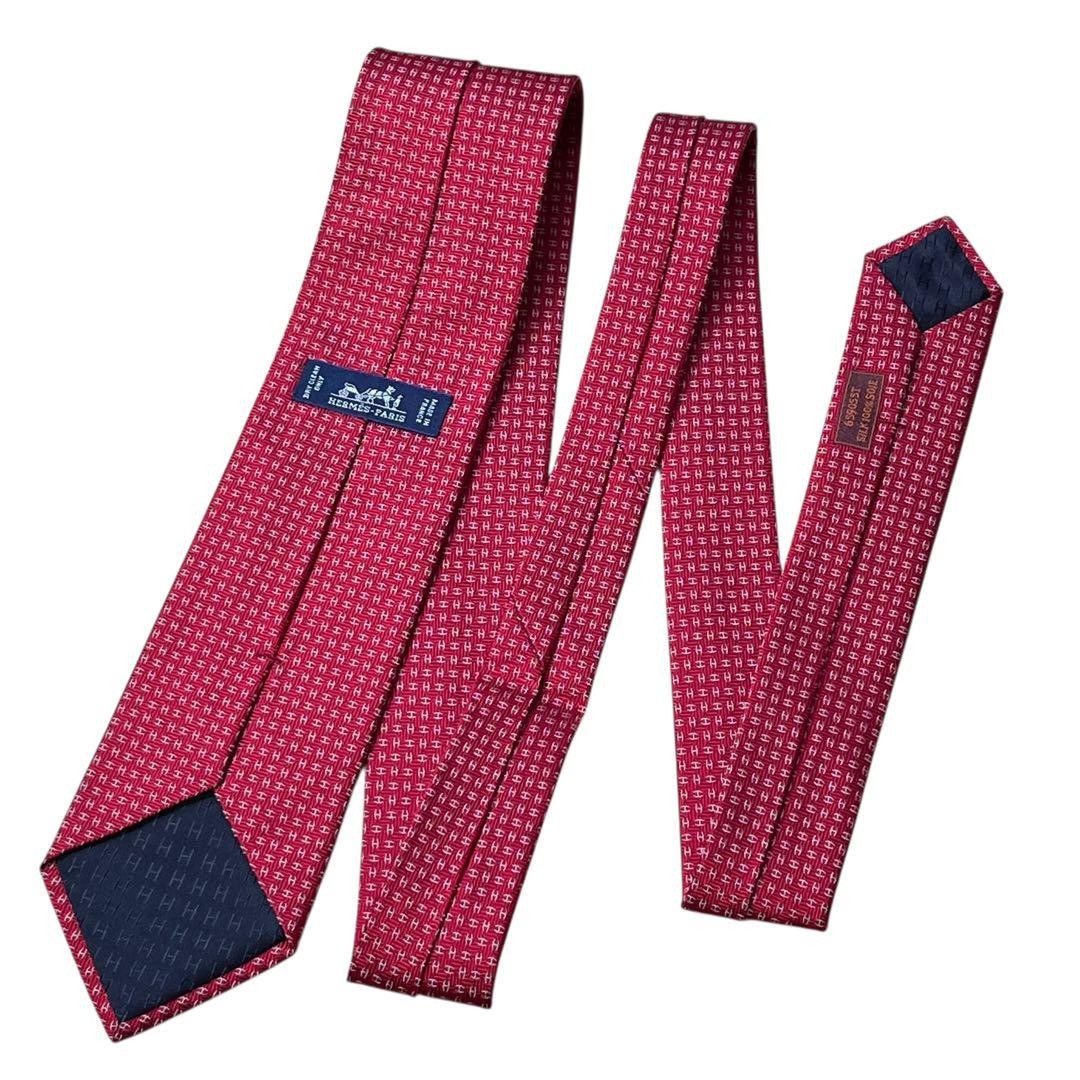 Excellent Condition Current HERMES Red Narrow Tie… - image 9