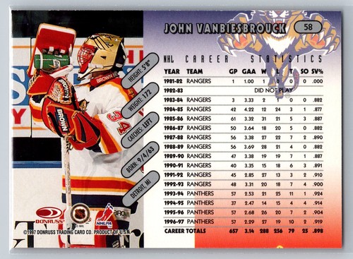 1997-98 Donruss #58 John Vanbiesbrouck - Picture 2 of 2