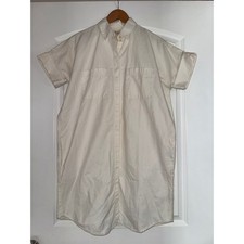 Madewell White Button-Front Linen Cotton Shirtdress Short Sleeve Pockets Small