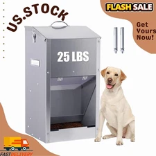 25lbs Stainless Steel Automatic Pet Feeder for Large Dogs & Outdoor Use