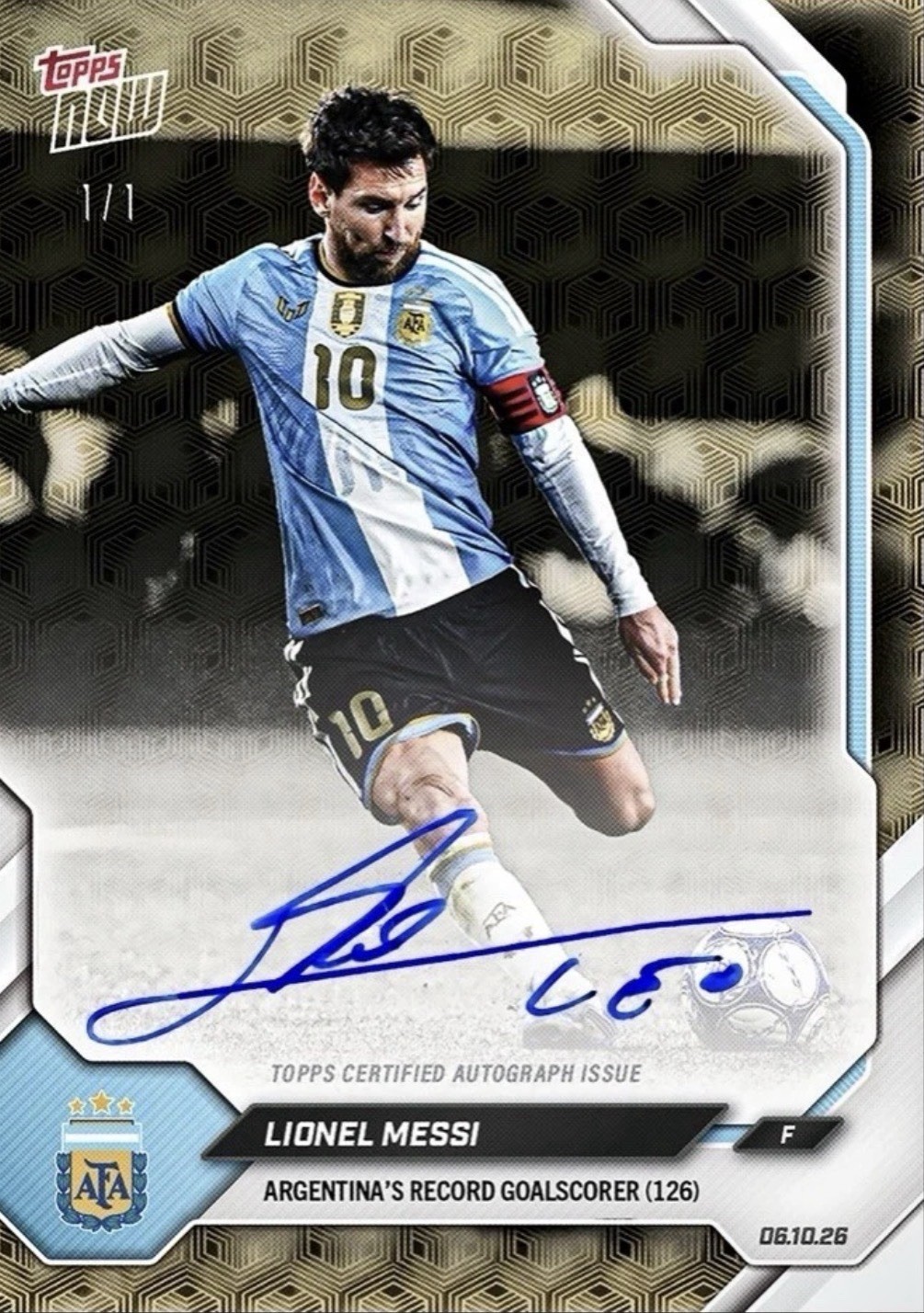 Lionel Messi 2026 Topps NOW -Final Farewell Presale Chance 1/1 Auto -  view 4