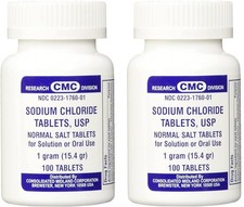 Midland Sodium Chloride Tablets 1g USP Normal Salt 100 Tabs 2 Pack 200 Total