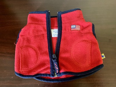Build a Bear Vintage Red Fleece Vest With Flag & Red White Blue Sneakers