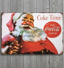 Coca-Cola Santa Clause 8 x 12 Vintage Novelty Metal Sign Made In USA New!