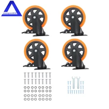 4 Pack 6 inch Swivel Caster Wheels with Dual Locking Heavy Duty Castors Orange