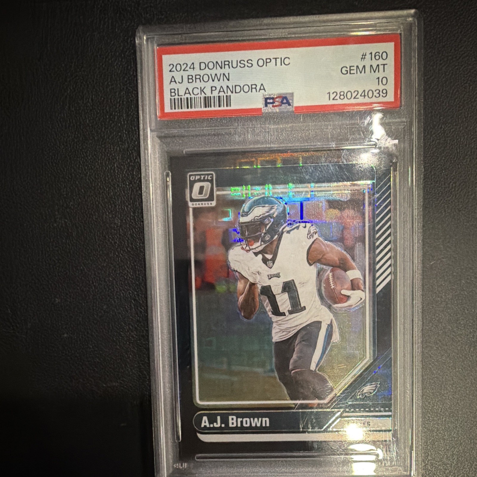Panini 2024 Donruss Optic A.J. Brown #160 Black Pandora Prizm /25 PSA 10