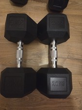 2x20kg Rubber Hex Dumbbells – Heavy-Duty, Non-Slip, Floor-Safe