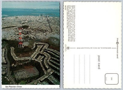 San Francisco Aerial View Sutro Tower Transamerica Pyramid Continental Postcard