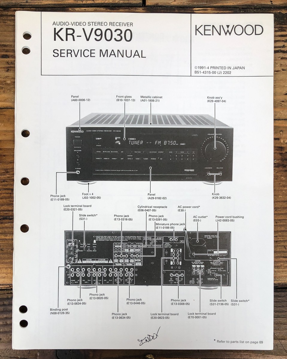Kenwood KR-V9030 Receiver Service Manual *Original*