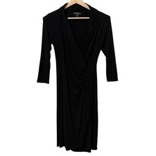 Karen Kane Black 3/4 Long Sleeve Knee Length Wrap Dress Womens M