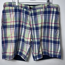 Polo Ralph Lauren Shorts Mens 40 Madras Reversible Plaid Navy Chino 9  